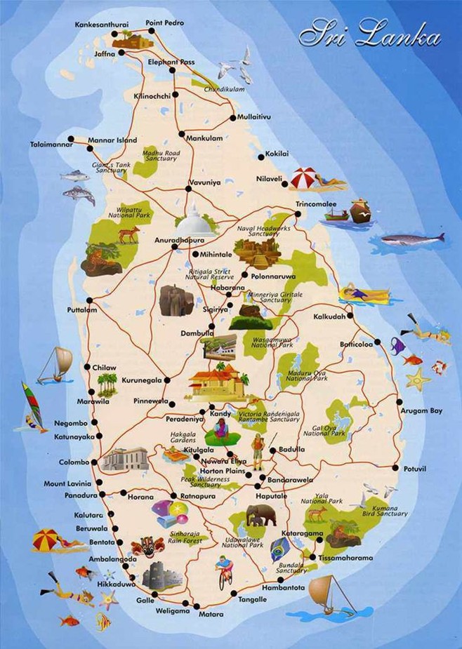 Sri Lanka Tourist Map - Regions Overview